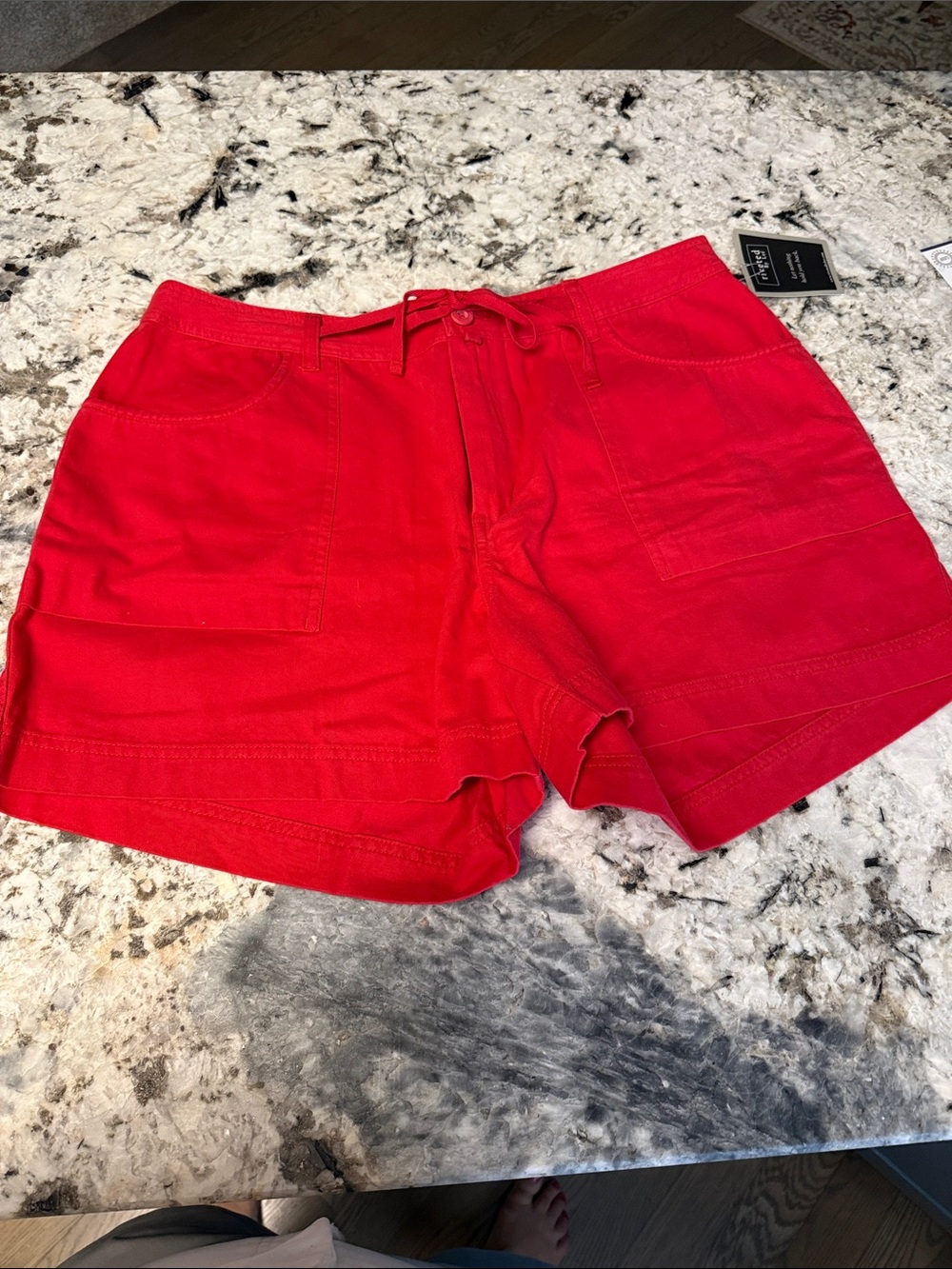Red Casual Drawstring Shorts